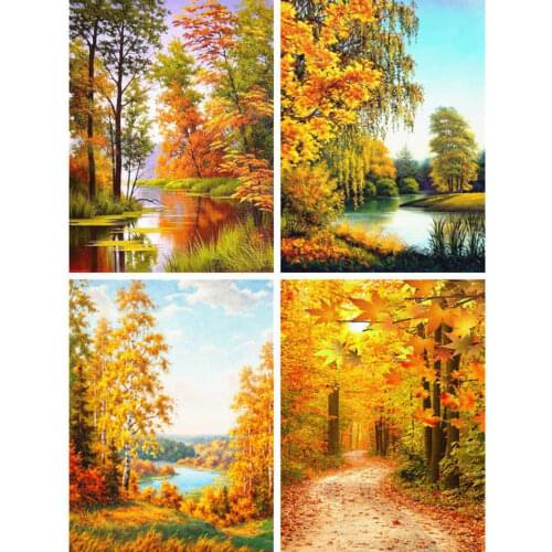 AZQSD Diamond Painting Full Square Autumn Embroidery Sale Landscape Home Decor Needlework Picture Of Rhinestones Handmade