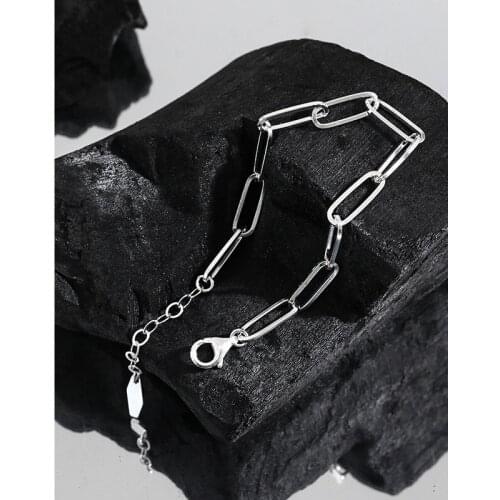 Real 925 Sterling Silver Chain Bracelets For Women Fine Jewelry 2021On Hand, Minimalist Metal Bracelet Bangle Best Friends Gifts