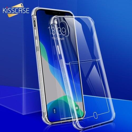 Luxury Transparent Shockproof Silicone Card Case For iPhone 11 X Xr Xs Max Case 12 11 Pro Max 8 7 6s Plus SE Case Silicone Cover