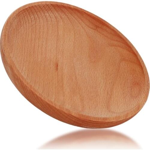 Wooden Round Fruit Cake Dessert Dish Serving Plates Coffee F
