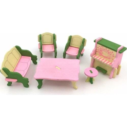 T01-X543 New children gift kids wooden toy Furniture doll house set DIY Educational Toys Piano room 1set
