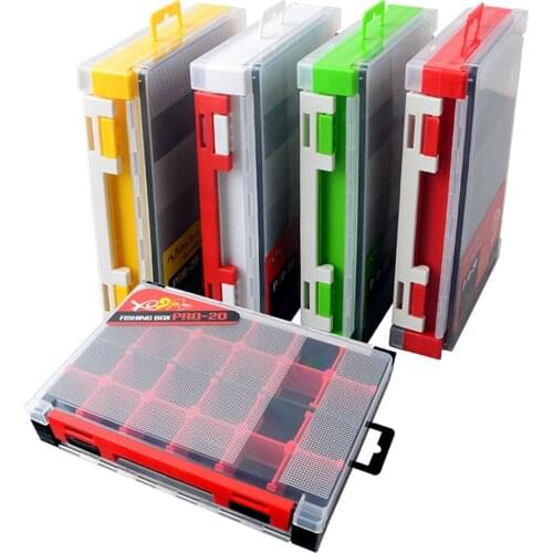 Double Sided Fishing Tackle Box Storage Trays with Removable Dividers Fly Fishing Lures Hooks Organizer Box Case