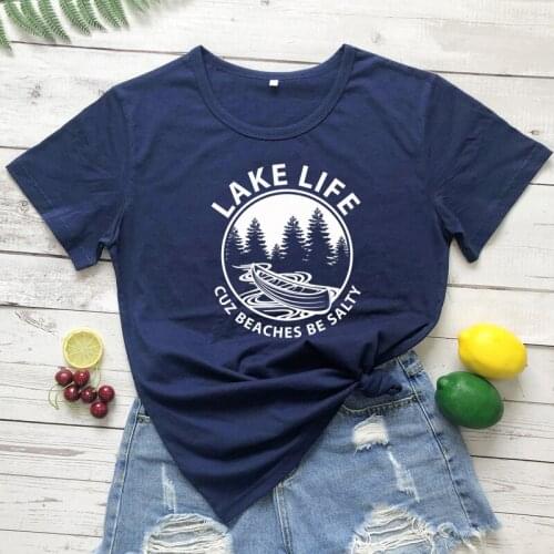 Lake Life Cuz Beaches T-shirt Casual Family Vacation Gift Tshirt Outfit Funny Women Graphic Vacay Camping Tee Shirt Top Outfits