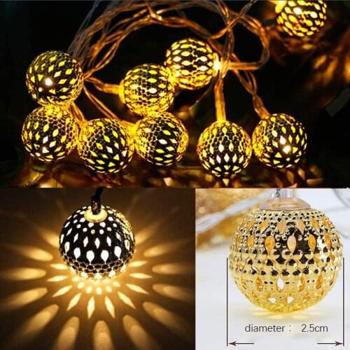 2m 5m Diameter 2.5cm Warm Light Morocco LED Ball Light String Christmas Decorations for Home Wedding Decor Fairy Garland Navidad