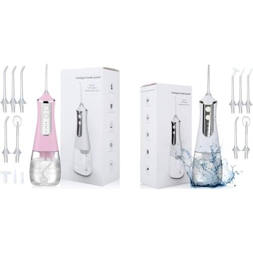 Portable Oral Irrigator USB Rechargeable Water Flosser Water Jet 350ML Water Tank Waterproof Teeth Cleaner