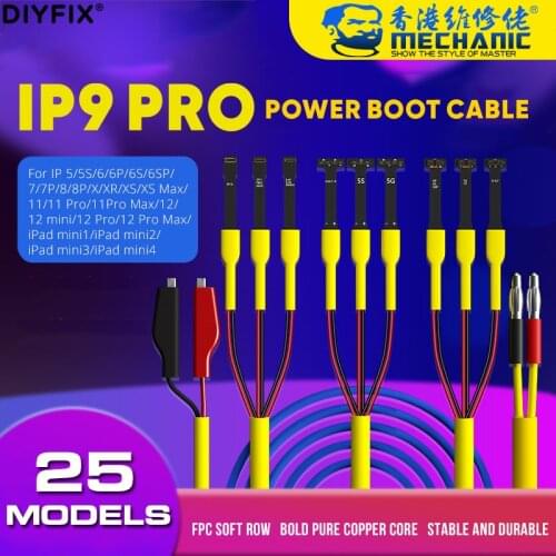 DIYFIX IP9 PRO Power Supply Boot Test Cable For IP5-12 Pro Max For Ipad Mini1/2/3/4 Phone Detect Repair Tool With Alligator Clip