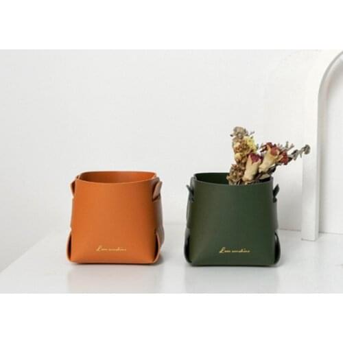 Leather Porch Key Storage Home BoxFolding Living Room Bedroom Desktop Cosmetics Remote Control Stationery Sundry Storage Bsket