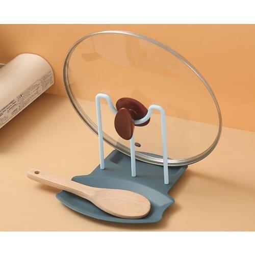 Creative Pot Cover Lid Rack Stand Spoon Holder Space Saving Kitchen Organizer Plastic Spoon Rest