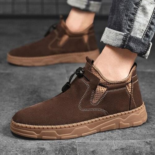 Big Size38-48 Fashion Sneakers New Outdoor Leather Casual Shoes Breathable Mens shoes Handmade Flats Moccasins Loafers