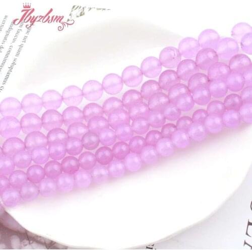 6,8,10,12mm Round Lavender Jades Beads Smooth Loose Stone Beads For DIY Necklace Bracelets Earring Jewelry Making Strand 15"