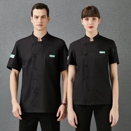 Kitchen Bakery Uniform Unisex Short Sleeve Chef Jacket Catering Restaurant Hotel Cooking Cook Coat Barber Shop Pastry Work Wear