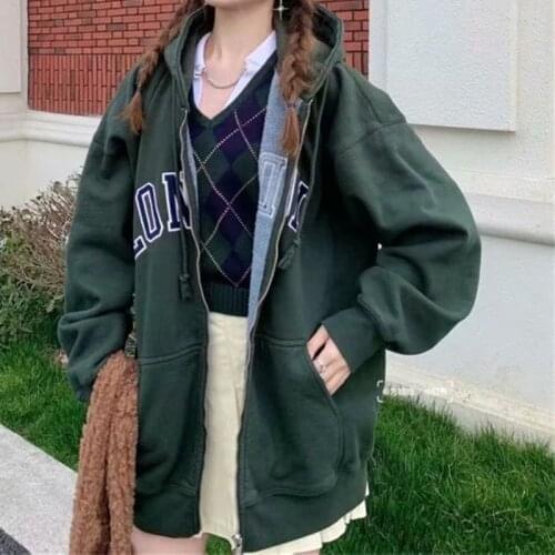 Oversize Girls Soft Hooded Jackets 2021 Spring Fashion Ladies Vintage Cotton Fleece Coats Streetwear Women Warm Outerwear Chic