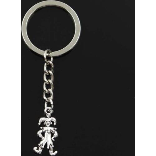 Fashion Clown Joker Jester 25x12mm Pendant 30mm Key Ring Chain Bronze Silver Color Men Car Gift Souvenirs Keychain Dropshipping