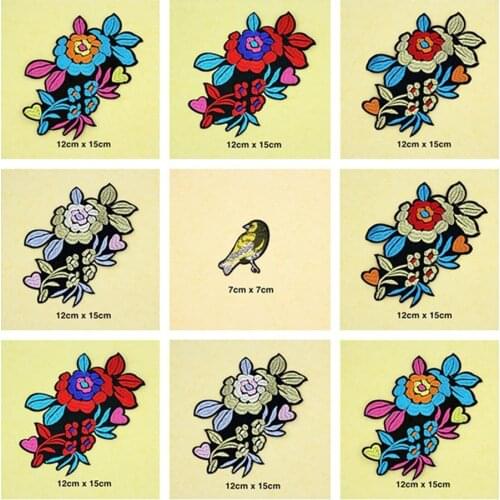Nice Bird Flower Patches Cap Shoe Iron On Embroidered Appliques DIY Apparel Accessories Patch For Clothing Fabric Badges BU116