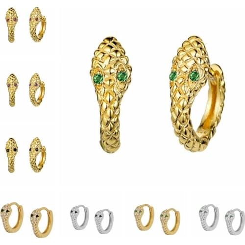 Real 925 Silver Earrings For Women Gold Snake Earrings Gothic Girl Ear Bone Piercing Earring Punk Female Statement aretes K5