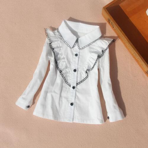 Autumn 2019 kids clothes girls blouse children clothing school girl white blouse 100% cotton child shirt blusas 2-16Y