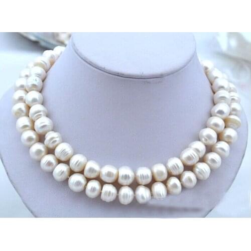 Wedding Woman Jewelry 88cm 12-15mm White Baroque Read Pearl Necklace Natural Freshwater Pearl Handmade