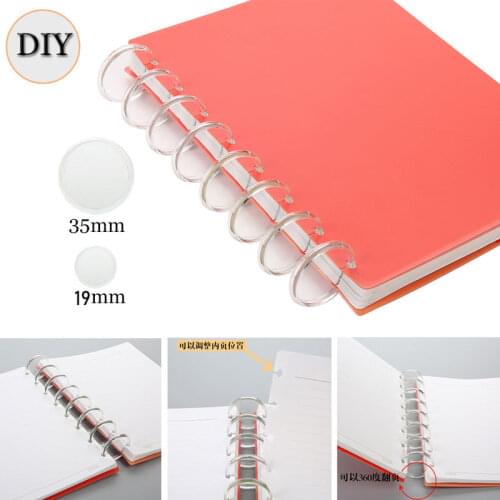 500pcs 19/35mm Transparent Disc Loose-Leaf Notebook Plastic Round Mushroom Hole Binding Ring Buckle Office Supplies Accessories