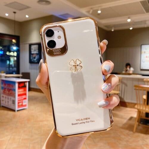 Luxury Electroplate 3D Bling Bling Diamond 4-petal flower Crystal Phone Case For iPhone 11Pro 7 8 Plus XS Max XR Cover Fundas