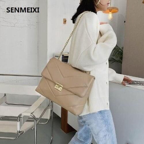SENMEIXI Female bag PU Leather Women Shoulder Crossbody Bags 2021 New Chain Vintage Handbags Ladies Casual Totes Female Purses