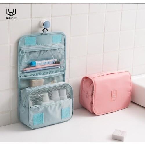 Luluhut travel cosmetic storage bag portable large capacity makeup bag travel wash tools container with hook and small pocket