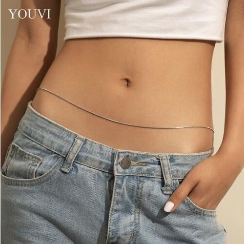 YOUVI Sexy Summer Beach Round Snake Chain Bikini Harness Waist Belly Belt Simple Gold Color Body Chain for Women Jewelry