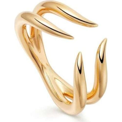GOLD DOUBLE CLAW OPEN RING for women stainless steel minimalist open stackabke ring fashion