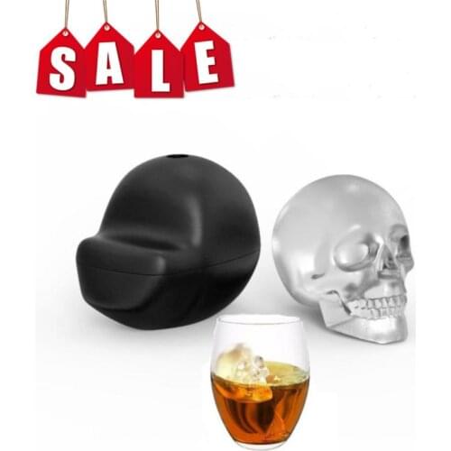 1pcs 3D Maker Skull Flexible Silicone Mold Tray Makes One Giant Skulls Round Maker Black