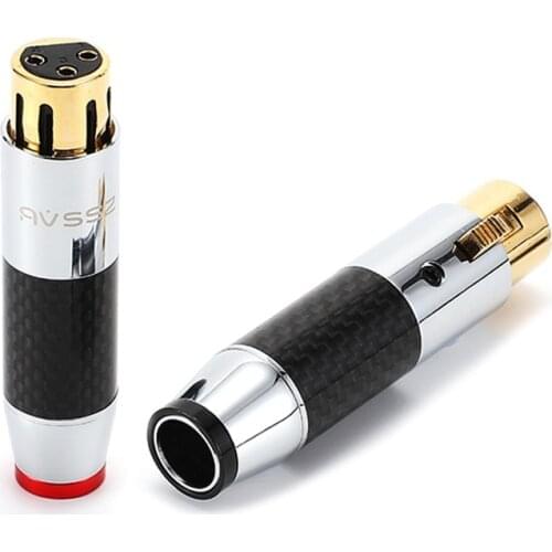 1Pcs AVSSZ fever hifi carbon fiber XLR plug copper gold-plated male and female audio balanced cable plug AXLR-M-2/F-2