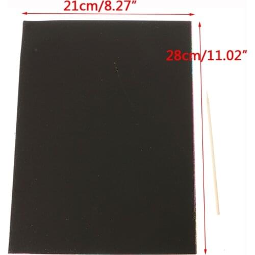 10 Sheets A4 Magic Scratch Art Painting Paper With Drawing Stick Kids Toy Gift GXMB