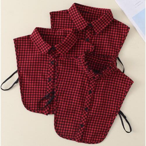 2020 Shirt Removable Lapel False Collars for Women Plaid Fake Collars Detachable Collars Blouse Ties Top Nep Kraagie Decoration