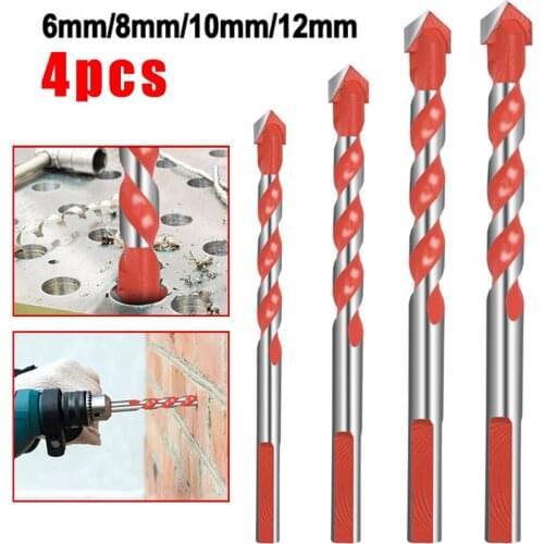 4pcs Multifunction Triangle Drill Bits Set 6/8/1012mm Ceramic Wall Tile Marble Glass Punching Hole Saw Diamond Drilling Bits