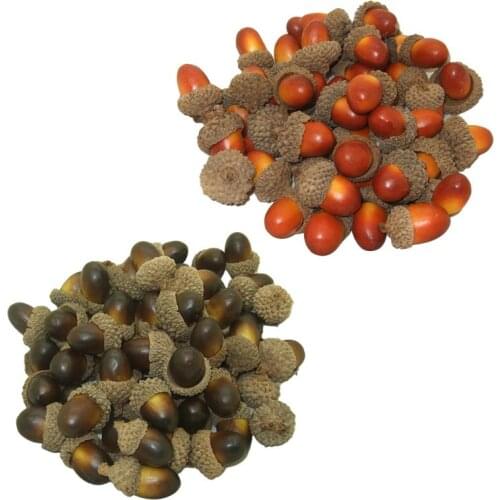 50pcs Artificial Simulation Small Acorn Plant Ornament Fake Fruit Autumn for Home Kitchen Glass Bowl Decoration girlfriend love