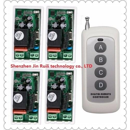 AC 220V 1 CH RF Wireless Remote Control Switch 4 receiver+1 transmitter Simple connection JRL-2208