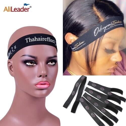 Alileader Custom Logo Adjustable Edge Elastic Band With Velcro For Fixed Lace Frontal Closure Wig Headband With Velcro 60/65Cm