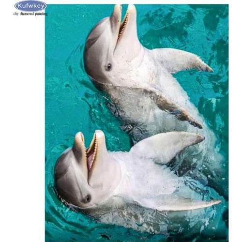 DIY Diamond Painting Full Square/Round Drill 3D Daimond Embroidery Animal Dolphin Cross Stitch Kit Mosaic Rhinestone Pictures