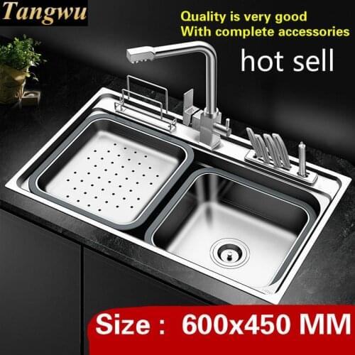 Free shipping Household luxury kitchen single trough sink the slide high quality 304 stainless steel big hot sell 60x45 CM