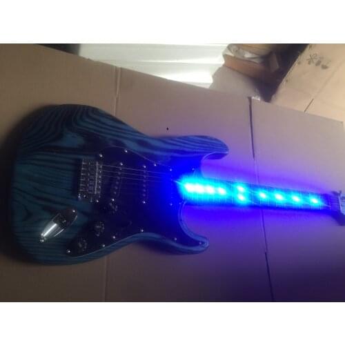 Free delivery / Fraxinus mandshurica Wood Blue LED light high end st Guitar / China Electric Guitar