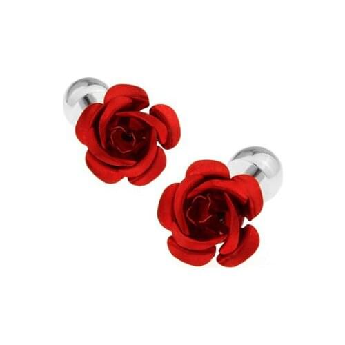 C-MAN Luxury shirt Red Rose cufflink for mens Brand cuff buttons cuff links High Quality abotoaduras Jewelry