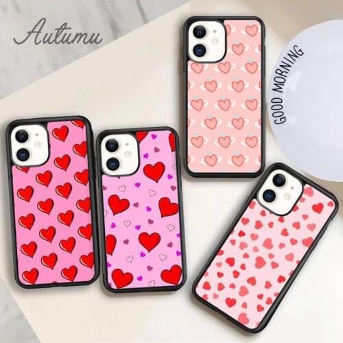 Valentine Day hearts pattern Phone Case for iPhone 11 12 Pro Max mini X XR XS SE 2020 5 6S 7 8 Plus Galaxy S9 S10 Cover shell