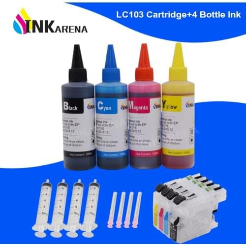 INKARENA LC103 XL Refill Ink Cartridge For Brother LC 101 103 105 107 109 MFC J6720DW J6920DW J285DW J470DW + Printer Ink 400ml