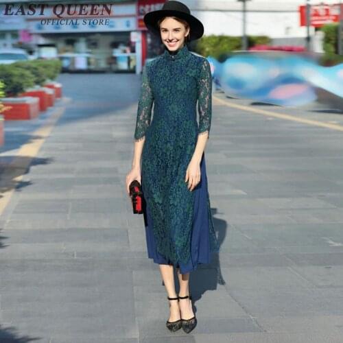 Cheongsam chinese style slim spliy lace modern qipao dress vintage Oriental style dresses chinese traditional dress AA2327 YQ