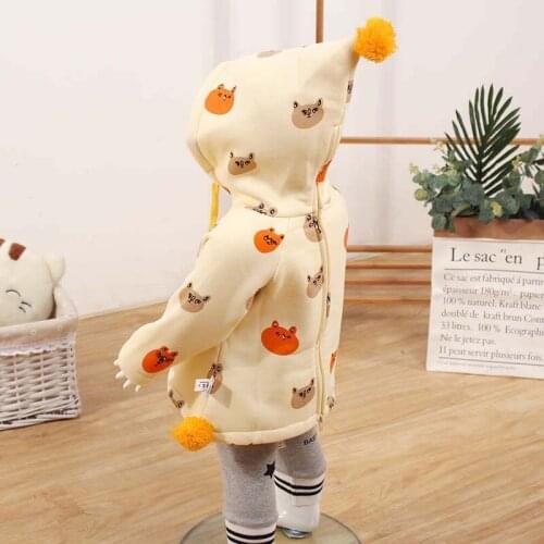 Baby Gown Fall/winter Baby Boys Girls Reverse Dressing Clothes Children Plus Fleece Sweater Back Zipper Hooded Top