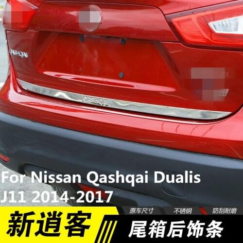 For Nissan Qashqai Dualis J11 2014-17 Stainless Steel Rear Trunk Tailgate Trim Door Molding Boot Garnish Bezel Cover car styling