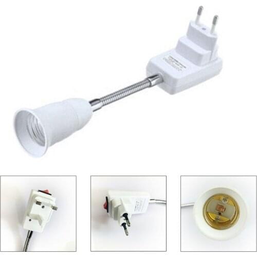 E27 EU Plug Socket Adapter with On/Off Switch Light Lamp Bulb All Direction Extension Adapter Extenders for Home Light Fixtures