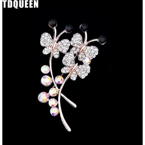 Elegant Crystal Butterfly Brooch Gold Color Metal Women Fashion Pins and Brooches