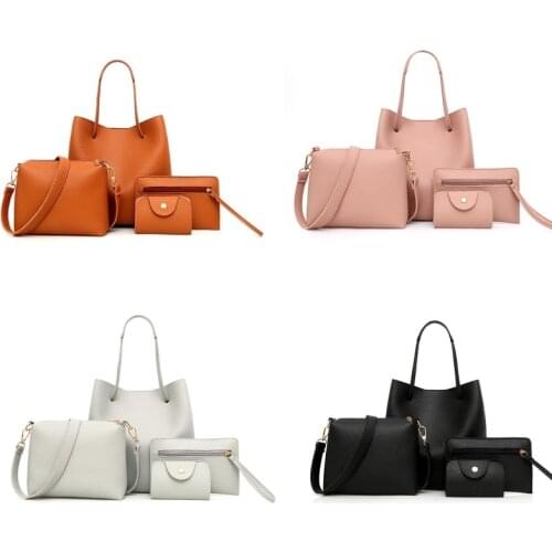4Pcs/set Leather Women Handbag Shoulder Bag Tote Card Holder Purse Satchel LX9F