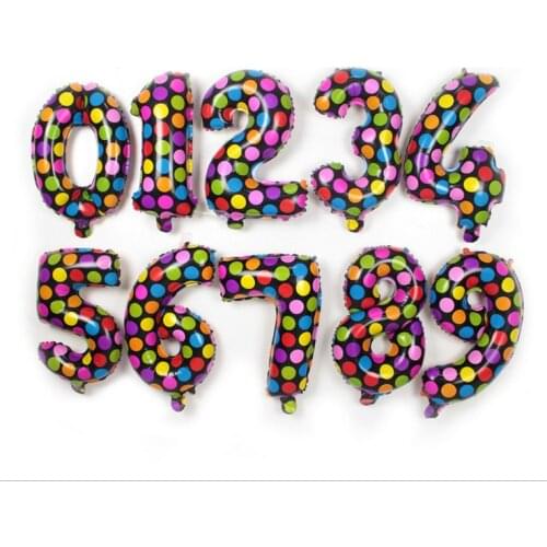 Colorful Dot Number Foil Balloons Happy Birthday Wedding Decoration Letter balloon Event Party Supplies