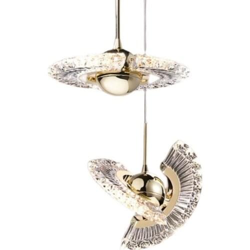 Hot selling Nordic creative rotatable personalized chandelier golden high-end luxury bedside decoration round chandelier