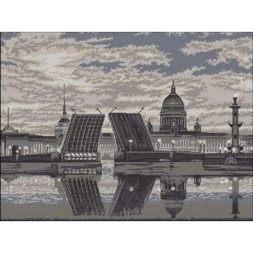 Top Quality 14CT Counted Unprinted Cross Stitch Kits Set Needlework Embroidery Art St Petersburg landscape Architecture Decor